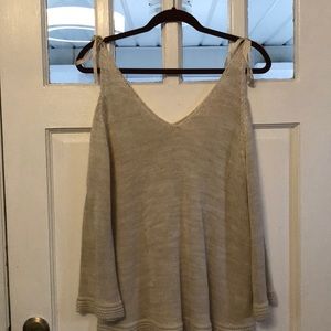 Double V peak a boo shoulder sweater